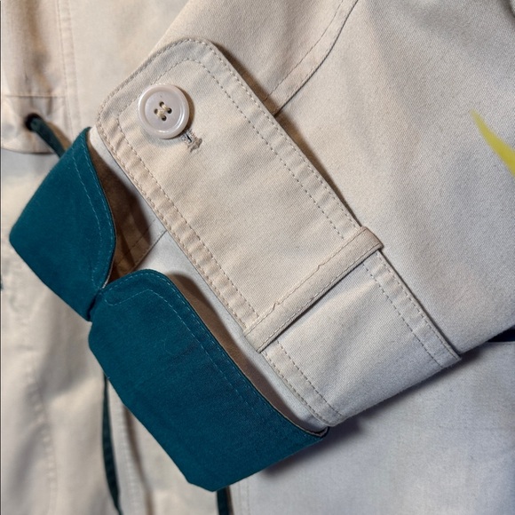 70s Vintage Norbert Nel Trench Coat Khaki Beige with Green Size 10 - Picture 6 of 16